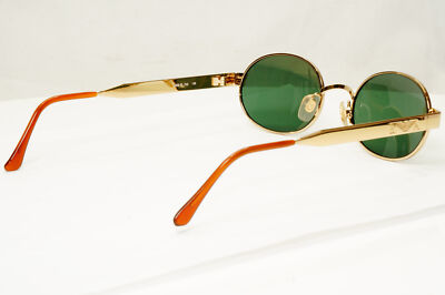 Emporio Armani 1997 Vintage Sunglasses Oval Metal Gold Green Eagle