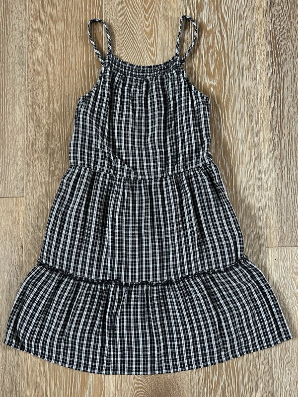 Abercrombie Kids Girls Black Plaid Dress Size 15-16 EUC