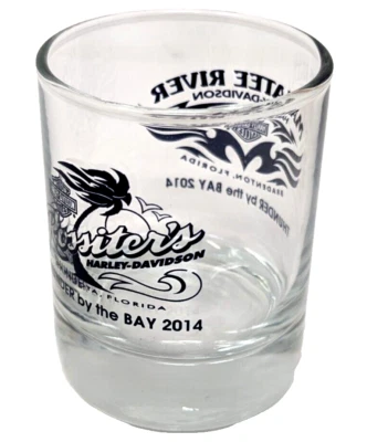 Harley Davidson Dealer Shotglass Sarasota FL Rossiters and Manatee River 2014 - Image 1 of 4