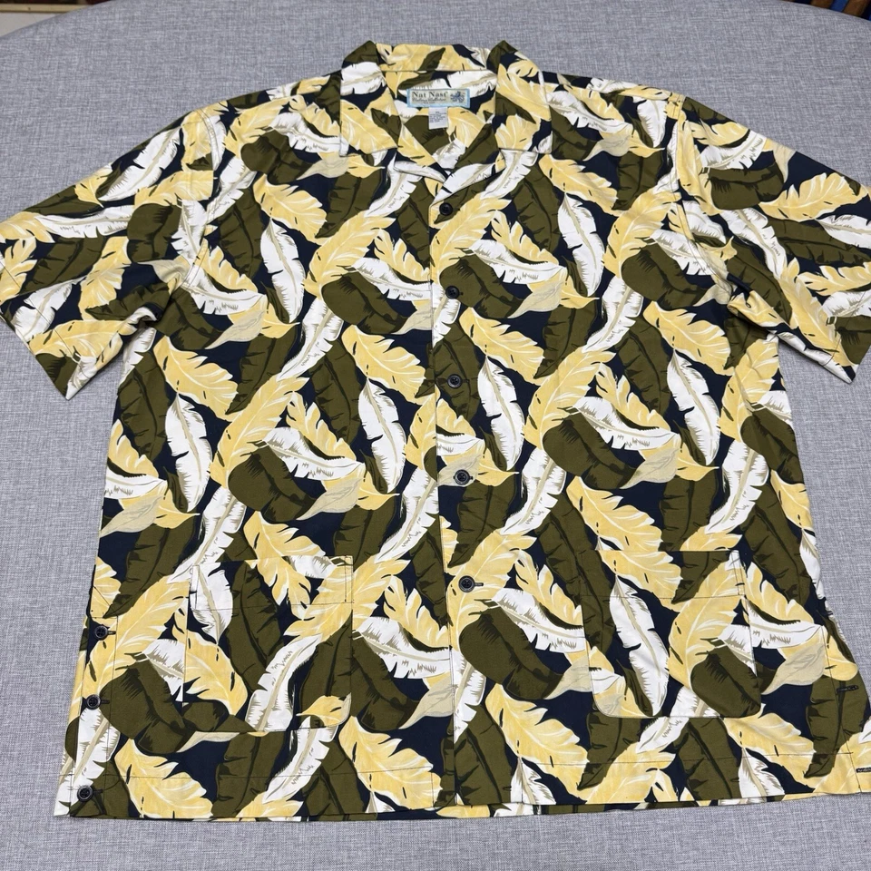 Nat Nast Cabana Collection Mens XL Shirt All Over Hawaiian Print Camp Tropical - Image 2 of 4