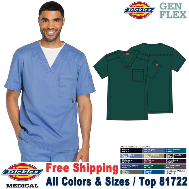 Dickies Scrubs GEN FLEX Men's Medical Youtility VNeck Top 81722 eBay