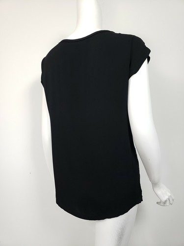 DIANE VON FURSTENBERG Cordelia Gold Metallic Lace Black Silk Sleeveless Top sz 6 - Picture 3 of 4