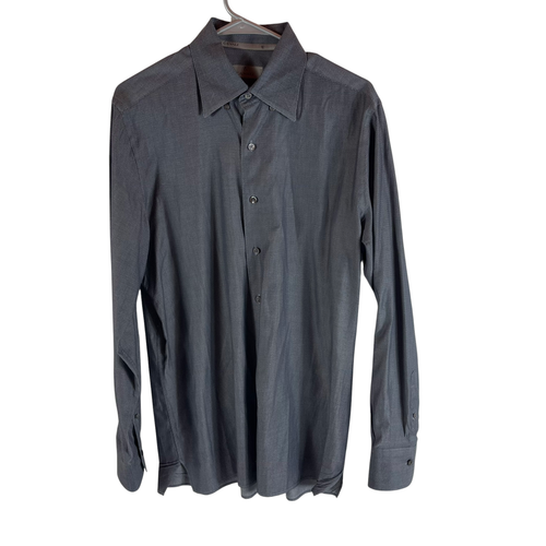 Canali Hemd mit Knopfleiste Herren Large Baumwolle Langarm grau - Bild 2 von 9