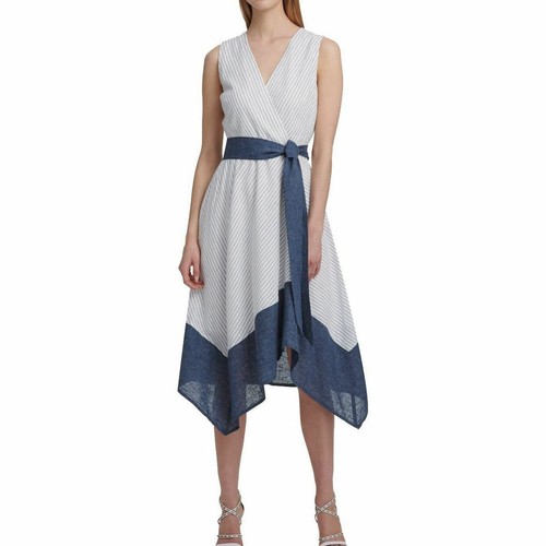 DKNY NEW Women's Ivory/navy Striped 