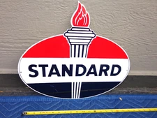 18x16 in STANDARD OIL & GASOLINE COMPANY ADVERTISING SIGN DIE CUT METAL - C- 4 B