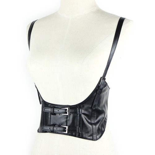 Women Faux Leather Corset Harness Cinch Belt Steampunk Sexy Underbust Waist Belt - Picture 15 of 23