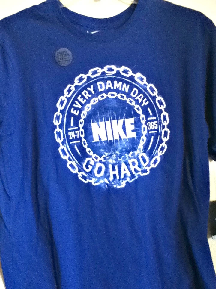 AUTHENTIC NIKE DRI FIT EVERY DAMN DAY GO HARD BLUE T SHIRT 683499 455