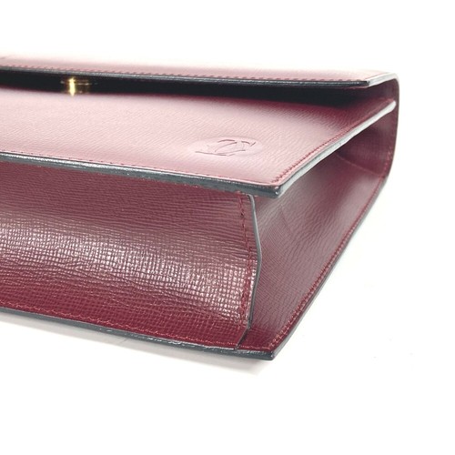 CARTIER Must de Line With strap and flap Bag Pouch Clutch bag Leather wine-red - Picture 6 of 17
