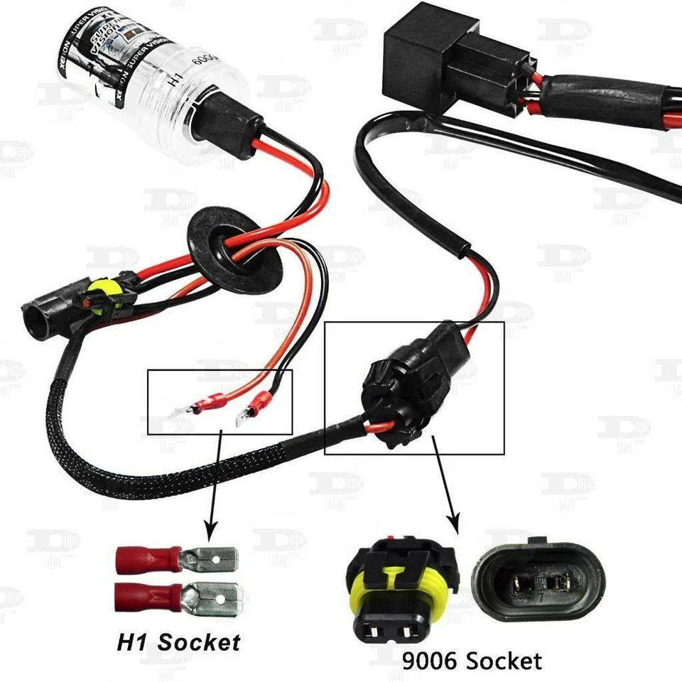 Conjunto H3 H7 H11 9005 9006 kit de conversão HID adaptador de chicote de fios relé de bateria - Imagem 2 de 4