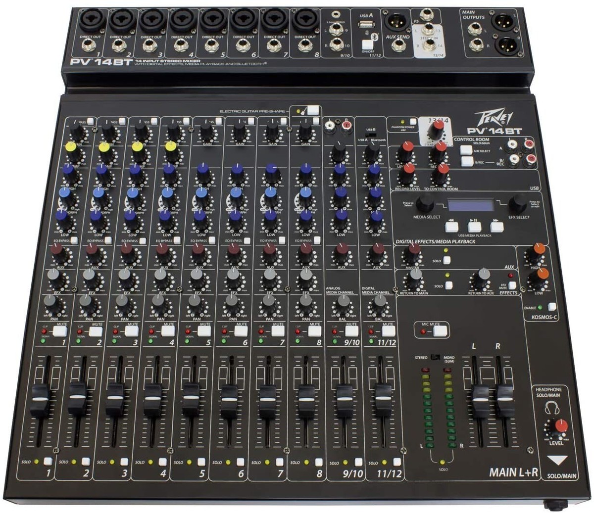 Peavey PV-14 BT Compact 8 Channel Mixing Board Mixer with