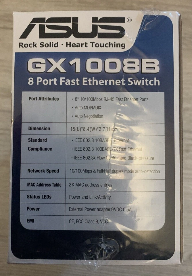 BRAND NEW SEALED ASUS GX1008B 8 Port Fast Ethernet Switch - Image 3 of 4