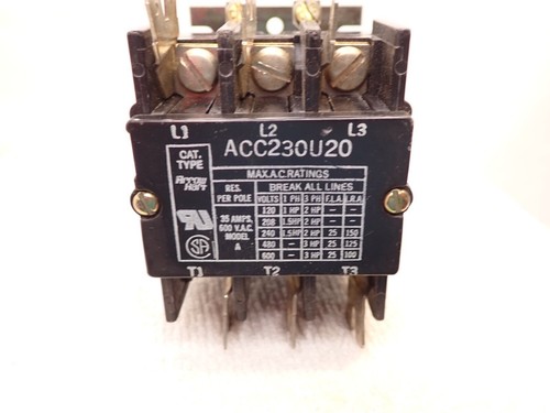 ARROW HART CONTACTOR ACC230U20N 35A 120V 600V MAX - Picture 2 of 7