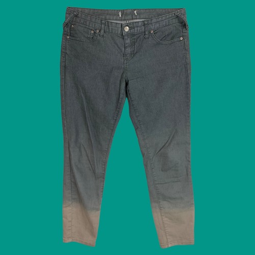 Free People Jeans 33x27 Gray Skinny Crop Ankle Womens Wash Rise Stretch Slim