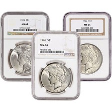US Peace Silver Dollar - NGC MS64 - (1 Coin) Random Date and Label