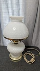Vintage Hobnail Milk Glass Hurricane Desk Lamp TESTED WORKS Fenton Style