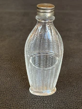 Vintage Embossed Ribbed Design Glass Perfume Bottle 3.25” Flowers Of The Morning