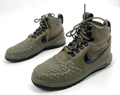 NIKE men 8.5 Lunar Air Force 1 Duckboot 17 Olive Green lace up rubber ankle boot