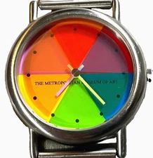METROPOLITAN MUSEUM OF ART COLOR WHEEL RARE 34mm Milanese Mesh WATCH New Batt