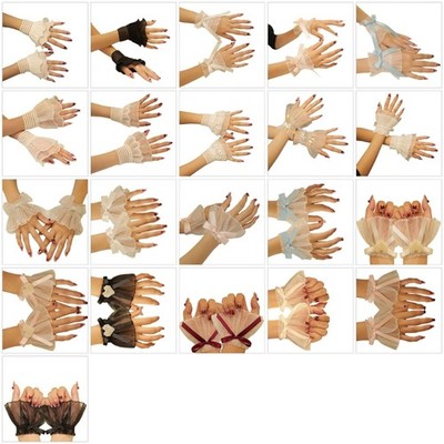 Ruffle Lace Faux Sleeves Women Decorative Cuff Sleeves Detachable Wrist Cuffs
