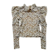 DOLAN khaki floral lace long sleeve top XS Petite