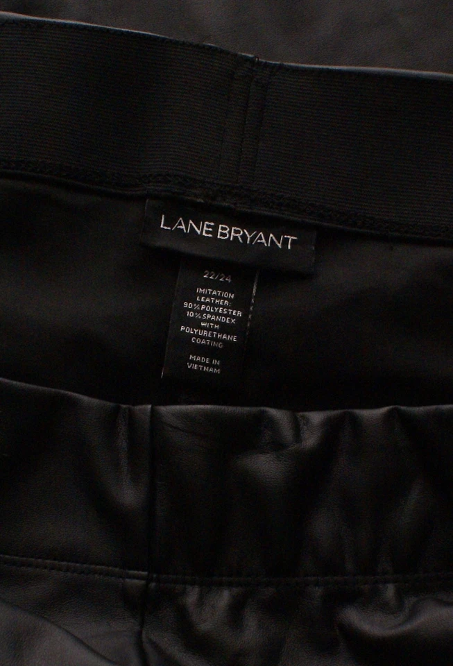 Lane Bryant Mujer 22/24 Imitación Cuero Ajustado Leggings Negros Elastizados Pantalones (42X27 Foto 3 de 3