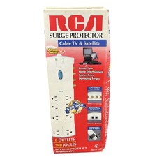 RCA SCTV160 Surge Protector Power Strip 8 Outlet 940 Joule Cable TV Satellite