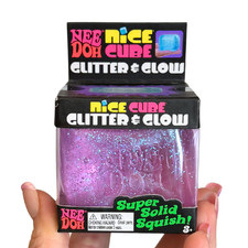 NeeDoh Glitter and Glow Nice Cube Purple Super Solid Squishy Toy AUTHENTIC New