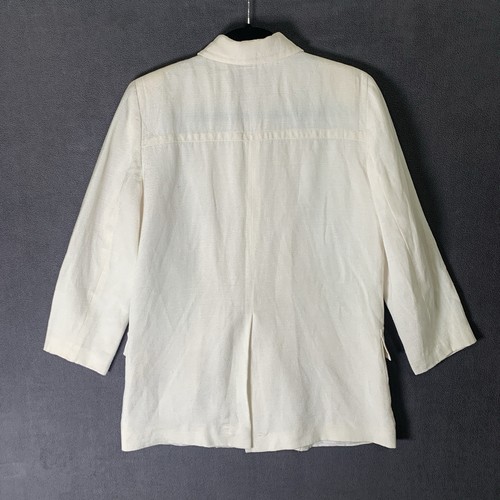 Vintage DKNY Blazer 10 Off White Donna Karan New York Linen Rayon Bracelet Slv - Picture 2 of 14