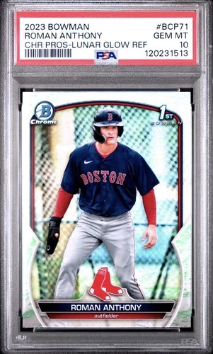 2023 Bowman Chrome Roman Anthony #BCP-71 Lunar Glow Refractor (RC) PSA 10