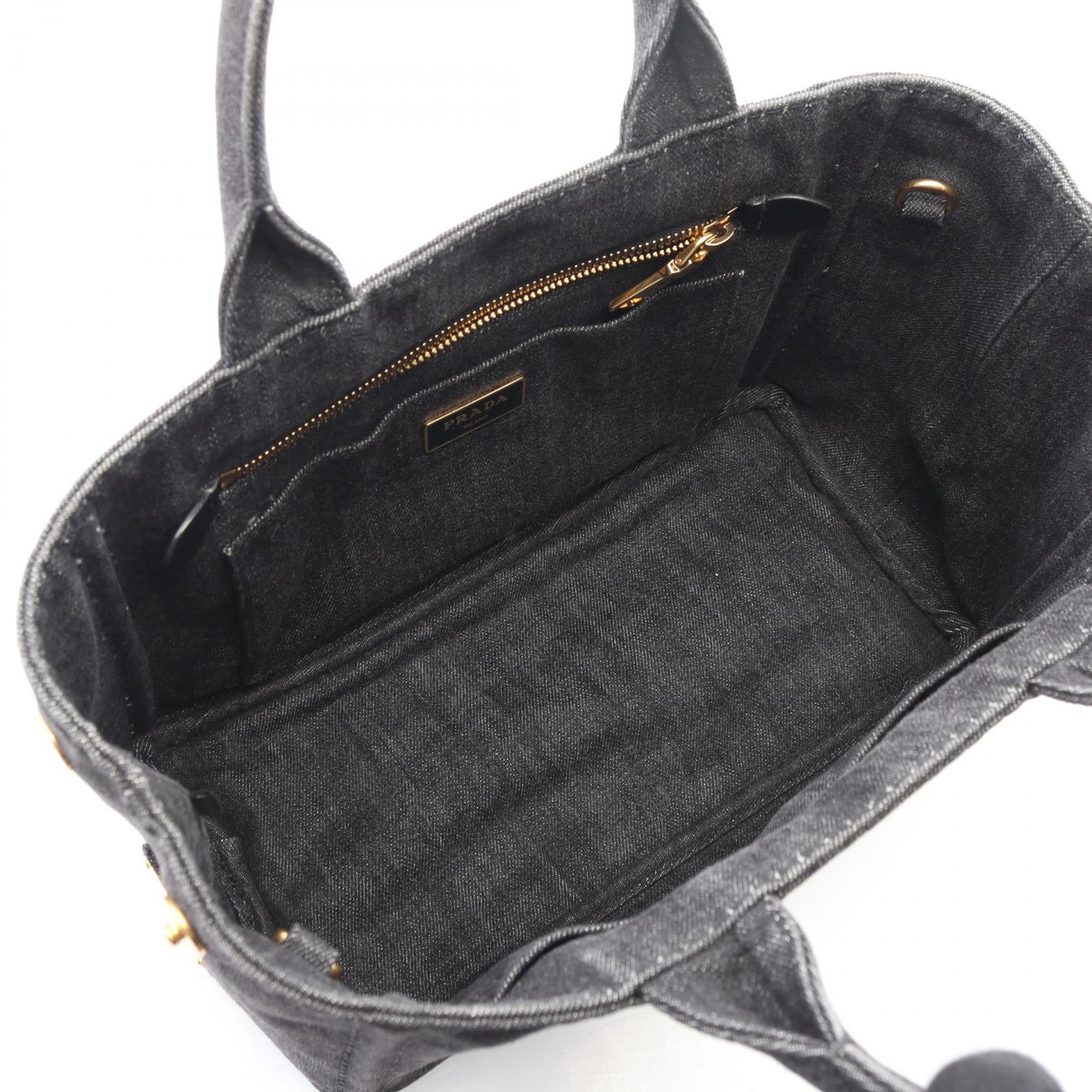 PRADA CANAPA Shoulder Crossbody Tote Handbag 1BG439 denim Gray Used Women thumbnail 3