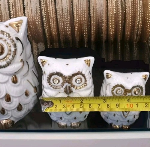 Fine China Graduated Owls Decorative Gold Embellished Home Ornamental - Picture 9 of 12