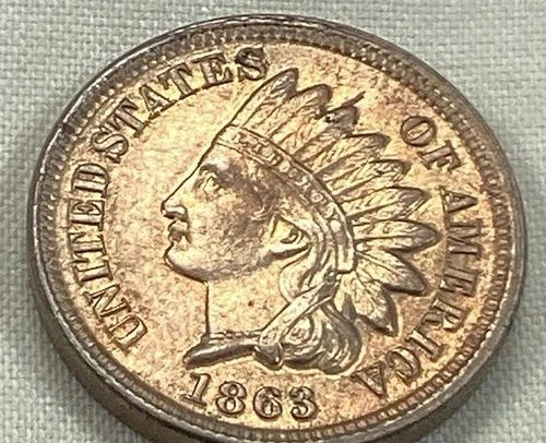 1863 Indian Head Penny. Free Shipping.