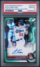 Alex Freeland 2022 Bowman Draft 1st Chrome Auto Aqua Lava /199 PSA 10 Dodgers