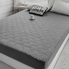 King Size Waterproof Mattress Protector Soft Bed Grey Mattress Cover Pad King