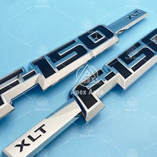 2X Left&Right Side Fender Emblem for F-150 XLT 2009-2014 Decor Nameplate Badge