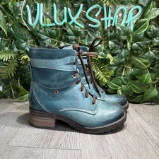 Botas de Combate DDROMEDARIS Kara Mujer 7 EU 38 Verde Con Cordones Cremallera Moto Tacón Botín