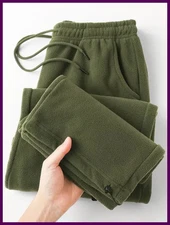 Vintage Thick Winter Casual Fleece Pants Men Wide leg Baggy Warm Sweatpants Male