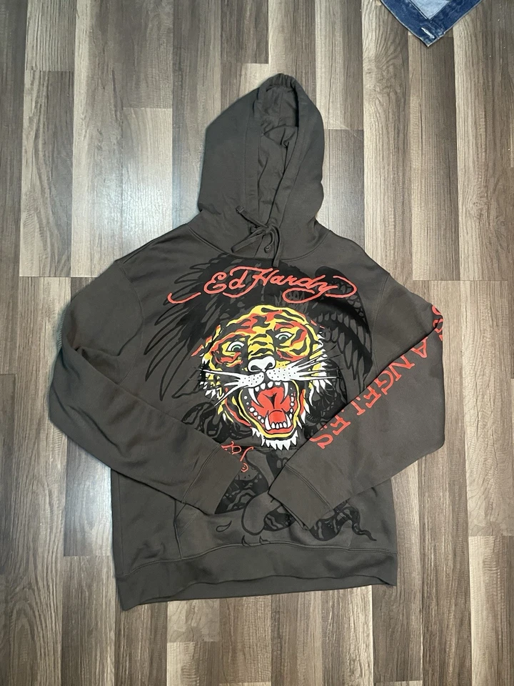 Sudadera con Capucha Ed Hardy Para Hombre Gris Tigre Polar Pullover Suéter Talla Grande Lote de 4 Foto 2 de 4