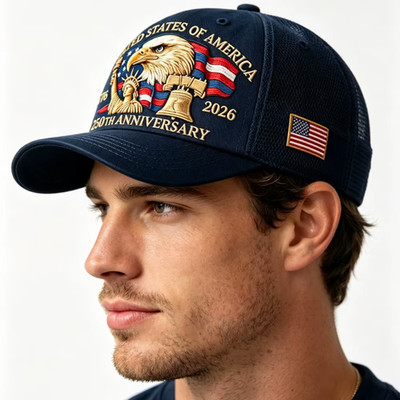 USA 250th Anniversary Hat Cap Eagle 1776 2026 RED Embroidered Made In USA V2.0