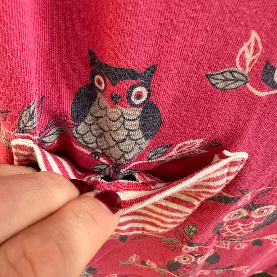 Mini Boden Owl Tunic Dress Pockets Striped Details 100% Cotton Size 7-8Y - Image 4 of 4