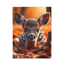 Baby Deer Fall Forest Plush Blanket   Cozy Woodland Nursery  Rustic Cabin Decor