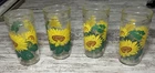 Set Of 4 Vintage Anchor Hocking Sunflower Drinking Jelly Jar Glasses EUC