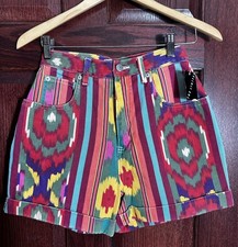 VTG The Limited Jean Shorts Ikat Serape Striped High Waist Denim 80s NWT NOS Sz8