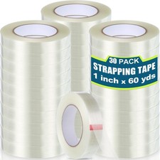 Treela 30 Rolls Filament Strapping Tape 5.5 Mil Transparent Reinforced Fiberglas