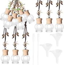 6 Pack Leak-Proof Hanging Car Diffuser - 8ml Refillable Empty Bottles Clear 