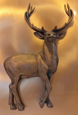 3D Copper Deer Elk Stag Framed Art Picture 17'' X 13'' Man Cave 