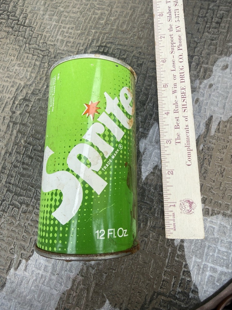 Sprite Soda Pop Old Vintage 1970s 12 oz Steel Tin Metal Coca Cola