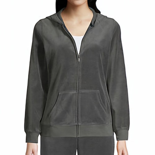 St. John's Bay Women's 5X Active Long Sleeve Velour Vienna Smoke Hoodie Jacket