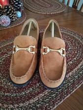 Ann Taylor Brown Suede Shoes Gold Buckle Women's size 7 M New