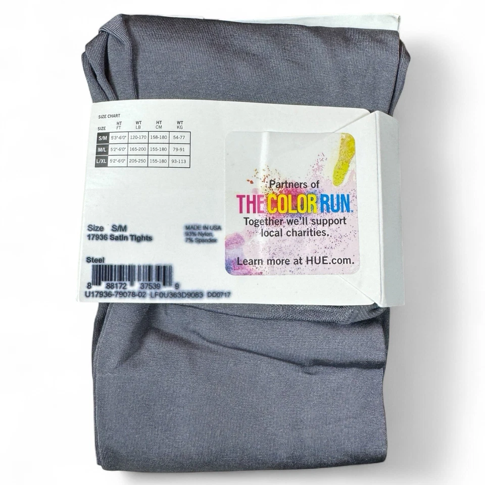 Medias de satén HUE para mujer talla S/M gris acero nuevas con etiquetas Foto 2 de 3